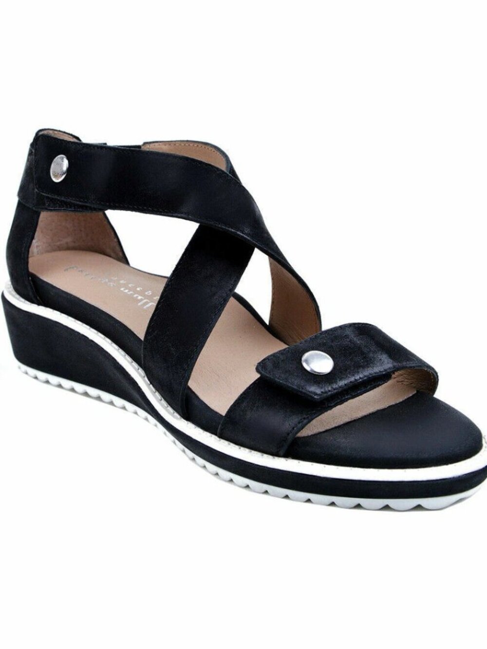 Bettye Muller Concept New Leather Wedge Sandal Black Women's 10 NIB